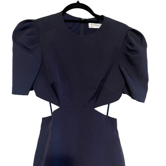 Ieena for Mac Duggal Cutout Waist Puff Sleeve Mini Dress Black Size 2 - Picture 4 of 9